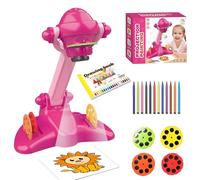 Hojalis Drawing Projector for Kids, Kids Drawing Projector with Music, 32 Patterns, 12 Pens & Drawing Book, Creative Painting Projector for Boys Girls, Pink