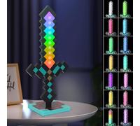 Hojalis Glowing Diamond Sword, 39 cm Pickaxe Sword Toys, Pixel Light-Up LED Sword Toy with 14 Adjustable Colour, Rechargeable Toy Weapon Battle Accessory, Game Accessories Gift for Video Game Fans