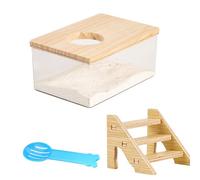 Hojalis Hamster Sand Bath Box, Transparent Hamster Sand Bath Container with Ladder, Pet Supplies for Small Animal Toilet Bathtub, Hamster Dig Box for Gerbil Chipmunk Guinea Pig Hamster Accessories