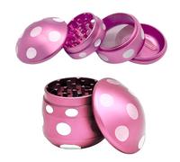 Hojalis Herb Grinder, 2.5”Mushroom Shaped Metal Grinder, 4 Layers Tobacco Grinder with Magnetic Top & Pollen Screen, 25 Grinding Teeth Metal Herbal Grinders with Pollen Scraper for Spice Mill