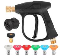 Hojalis High Pressure Washer Gun 4350PSI, Short Jet Wash Gun with 7 Water Nozzle Tip & 1/4" Quick Connector, Power Washer Gun for Karcher K1-K7, Stubby Gun, Cleaner Gun for Car Washing&Garden Cleaning