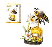 Hojalis Insect Flower Building Blocks Set, Bee Flower Bouquet Building Set with an Educational Card, DIY Bee and Flowers Mini Bricks Botanical Collection for Adults, Creative Home & Office Desk Decor