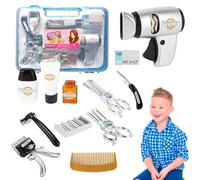 Hojalis Kids Barber Shop Playset, Barber Role Play Shop Playset, Barber Play Set with Blow Dryer Scissors and Stylist Accessories, Pretend Play Hair Salon Set For Girls and Boys of Different Ages