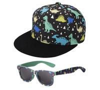 Hojalis Kids Dinosaur Baseball Cap Sunglasses Set, Summer Baby Baseball Caps, UV400 Protection Toddler Sun Hat, Adjustable Dinosaur Baseballs Hats Trucker Hat Visor Cap for Boys Girl Age 3-8