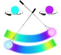 Hojalis LED Poi Balls, LED Poi Spinning Balls with Strobe Effect, 7 Colors Luminous Poi Juggling Balls for Beginners Kids and Adults, Play in the Dark for Dancing, Camping, Light Shows, Raves (2pcs)