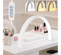 Hojalis Nail Light for Desk, Half Moon Light for Nail Desk, 3 Color Modes and Brightness Nail Desk Light, USB Arch Light for Nail Techs, for Beauty Eyelash Makeup Crafts Reading Salon Nail Tech