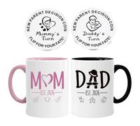Hojalis New Mum Dad Coffee Mugs Set with 1 Double-sided Decision Coin, Mummy and Daddy Mugs, Pregnancy Gift For Mum Expecting, New Mummy Daddy Gifts, Couple Gifts for Parents Frist Time Mom Dad (2026)