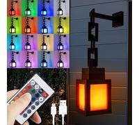 Hojalis Pixelated Lantern Night Light, USB Rechargeable Night Lamp, 16 Colors Changing Led Wall Sconces with Remote, LED Wall Mood Lamp for Room, Game Room Decor, Christmas Gifts for Boys and Girls