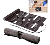 Hojalis Travel Backgammon Set, PU Leather Backgammon Set with Pieces & Dice, Roll-Up Back Gammon Board Game, Portable Board Game for Adults and Kids Family Party & On-the-Go Fun (Black)