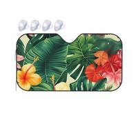 hojas tropicales y Flores Car Windshield Sun Shade Foldable Car Front Window Sunshade for Sun, Heat and UV Rays, Auto Sun Blocker Visor Protector for Cars, SUVs Medium