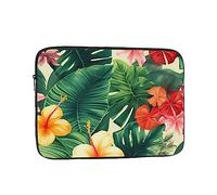 hojas tropicales y Flores Laptop Case 17 inch, Shockproof Protective Computer Sleeve Cover Water Resistant Laptop Bag Carrying Tablet Cover Briefcase Handbags Gifts for Men Women