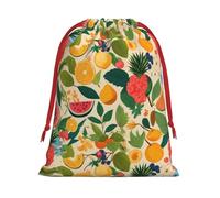hojas tropicales y flores print Super soft velvet drawstring storage bag, fit for Halloween promotion multifunctional bag