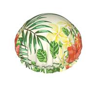 Hojas Tropicales Y Flores Shower Caps Women Men Reusable Waterproof Non-Slip Quick-Dry Hair Large Cap Long Short Hair