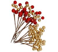 HoJJaSelect 20Pcs Exquisite Red Berry Stems Realistic Looking Artificial Red Berry Stems Craft DIY Beautiful Christmas Tree Decorations for Making Decorations Supplies