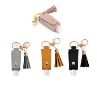 HoJJaSelect 4Pcs Convenient Hand Sanitizer Keychain Portable Refillable Bottle Keychain No Leakage Empty Leakproof Plastic Bottle for Outdoor Trip Shopping School