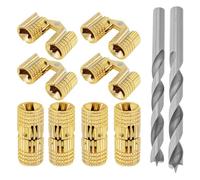 HOJLKLD 16Pcs Hidden Brass Barrel Hinges with Drill Bit, 8mm+10mm 180 Degree Opening Angle Concealed Furniture Small Hinges for Wooden Box Jewelry Ring Box DIY Hand Craft (16, Gold, 8mm+10mm)