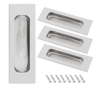 HOJLKLD 2 Pack Sliding Closet Door Handles, 304 Stainless Steel 120mm Brushed Nickel Flush Pulls Recessed Finger Pulls for Sliding Barn Door