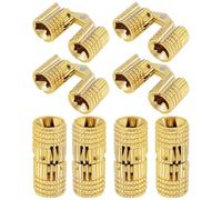 HOJLKLD 8Pcs 8 mm Hidden Brass Barrel Hinges, 180 Degree Opening Angle Concealed Furniture Hinges for DIY Jewelry Box Hand Craft (8, 8mm)