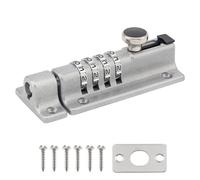 HOJLKLD Combination Locking Bolt, 4 Digit Combination Door Security Slide Latch Lock Heavy Duty Zinc Alloy Slide Bolt Lock for Shed Gate Fences (Silver)
