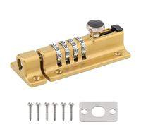 HOJLKLD Combination Locking Bolt, 4 Digit Combination Door Security Slide Latch Lock Heavy Duty Zinc Alloy Slide Bolt Lock for Shed Gate Fences (1, Gold)