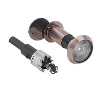 HOJLKLD Door Viewer, 16mm Brass Door Peephole with 16mm (5/8") Drill Bit for 35mm to 60mm (1-3/8" to 2-3/8") Doors, 200 Degree Spy Hole with Privacy Cover (Brushed Antique Copper)