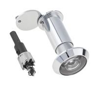 HOJLKLD Door Viewer Peephole,Solid Brass 200 Degree Peep Hole with 16 MM Drill Bit for 1-1/2" to 2-3/8" Doors,5/8 Inch Pipe Diameter Door Eye Viewer with Privacy Cover (2, Polished Chrome)