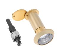 HOJLKLD Door Viewer Peephole,Solid Brass 200 Degree Peep Hole with 16 MM Drill Bit for 1-1/2" to 2-3/8" Doors,5/8 Inch Pipe Diameter Door Eye Viewer with Privacy Cover (1, Satin Gold)