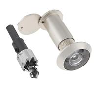 HOJLKLD Door Viewer Peephole,Solid Brass 200 Degree Peep Hole with 16 MM Drill Bit for 1-1/2" to 2-3/8" Doors,5/8 Inch Pipe Diameter Door Eye Viewer with Privacy Cover (1, Satin Nickel)