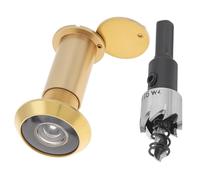 HOJLKLD Door Viewer Peephole,Solid Brass 200 Degree Peep Hole with 16 MM Drill Bit for 1-1/2" to 2-3/8" Doors,5/8 Inch Pipe Diameter Door Eye Viewer with Privacy Cover (2, Polished Gold)