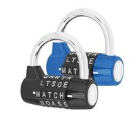 HOJLKLD Gym Locker Lock 5 Letter Word Lock Safety Padlock Combination Lock for School Gym Locker,Sports Locker,Fence,Toolbox,Case,Hasp Storage (2, Black+Blue)
