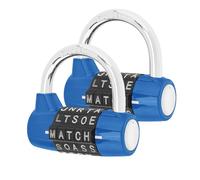 HOJLKLD Gym Locker Lock 5 Letter Word Lock Safety Padlock Combination Lock for School Gym Locker,Sports Locker,Fence,Toolbox,Case,Hasp Storage (2, Blue+Blue)