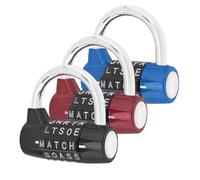 HOJLKLD Gym Locker Lock 5 Letter Word Lock Safety Padlock Combination Lock for School Gym Locker,Sports Locker,Fence,Toolbox,Case,Hasp Storage (3, Black+Red+Blue)