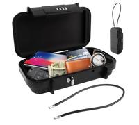 HOJLKLD Portable Safe Box, Combination Security Case LockBox with Code, Waterproof Anti-Theft Safety Lock Box with Removable Chain for Beach, Dorm, Personal Items Storage