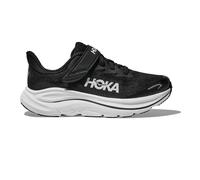 HOKA Kid's Clifton 10 Road Running Shoes in Black/White, Size 1K