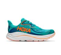 HOKA Kid's Clifton 10 Road Running Shoes in Night Glow Blue/Electric Aqua, Size 3Y