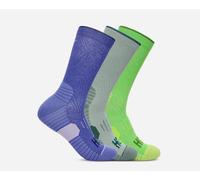 HOKA Crew Run Sock 3-Pack in Celestial Blue/Sage/Neon Green, Size Medium