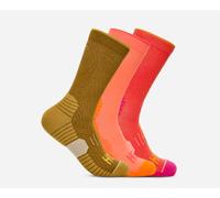 HOKA Crew Run Sock 3-Pack in Crwy Seed/Neon Cantlpe/Bell Pepper, Size Large