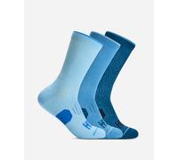 HOKA Crew Run Sock 3-Pack in Hazy Blue/Soft Cobalt/Night Glw Blue, Size Large