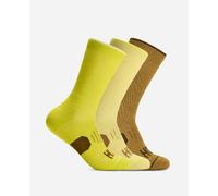 HOKA Crew Run Sock 3-Pack in Hoka Citrus/Pomelo Yellow/Mstd Seed, Size Medium
