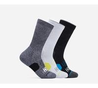 HOKA Crew Run Sock 3-Pack in White/Black/Grey, Size Large