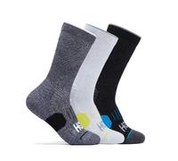 HOKA Crew Run Sock 3-Pack in White/Black/Grey, Size XL