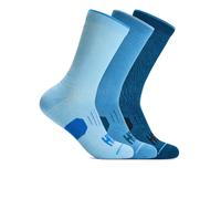 HOKA Crew Run Sock 3-Pack in Hazy Blue/Soft Cobalt/Night Glw Blue, Size Large
