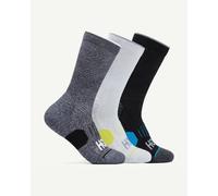 HOKA Crew Run Sock 3-Pack in White/Black/Grey, Size Large