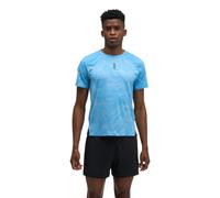 HOKA Men's EveryRun Short Sleeve Top in Mineral Blue Prt, Size XL