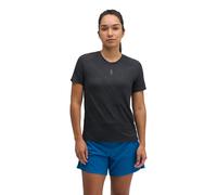 HOKA Women's EveryRun Short Sleeve Top in Black/Squid Ink Prt, Size Large
