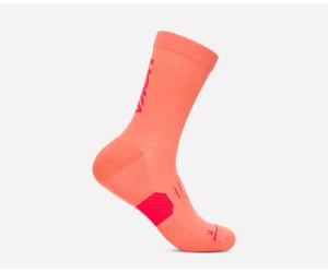 HOKA Graphic Crew Run Sock in Neon Cantaloupe, Size Small