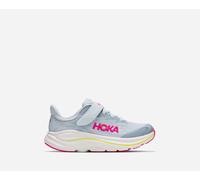 HOKA Kid's Clifton 10 Road Running Shoes in Overcast/Neon Dragonfruit, Size 13K