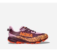HOKA Kid's Speedgoat 6 Trail Shoes in Flower Nectar/Neon Tangerine, Size 4.5Y