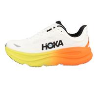 HOKA Men's Bondi 9 Road Running Shoes in White/Neon Tangerine, Size 9.5