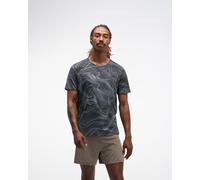 HOKA Men's EveryRun Short Sleeve Top in Black/White Prt, Size XL